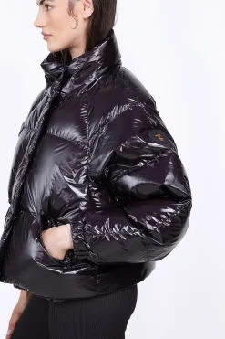 Doudounes Courtes*Gertrude Doudoune Bouffante En Nylon Brillant Emmanuelle Bright Black