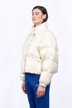 Doudounes Courtes*Gertrude Doudoune Bouffante En Nylon Brillant Emmanuelle Bright Ecru