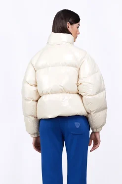 Doudounes Courtes*Gertrude Doudoune Bouffante En Nylon Brillant Emmanuelle Bright Ecru