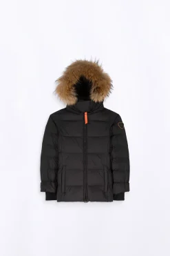 Doudounes & Vestes*Gertrude Doudoune Cintree Avec Capuche En Fourrure Little Olga Black