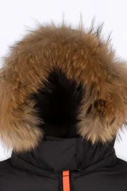 Doudounes & Vestes*Gertrude Doudoune Cintree Avec Capuche En Fourrure Little Olga Black