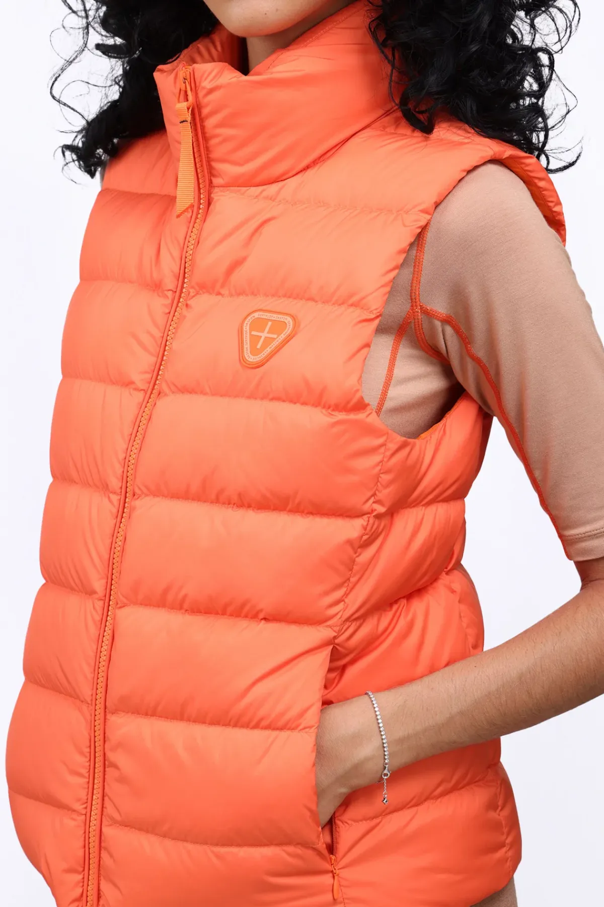 Doudounes Courtes*Gertrude Doudoune Legere Sans Manches Col Montant Rosemarie Orange