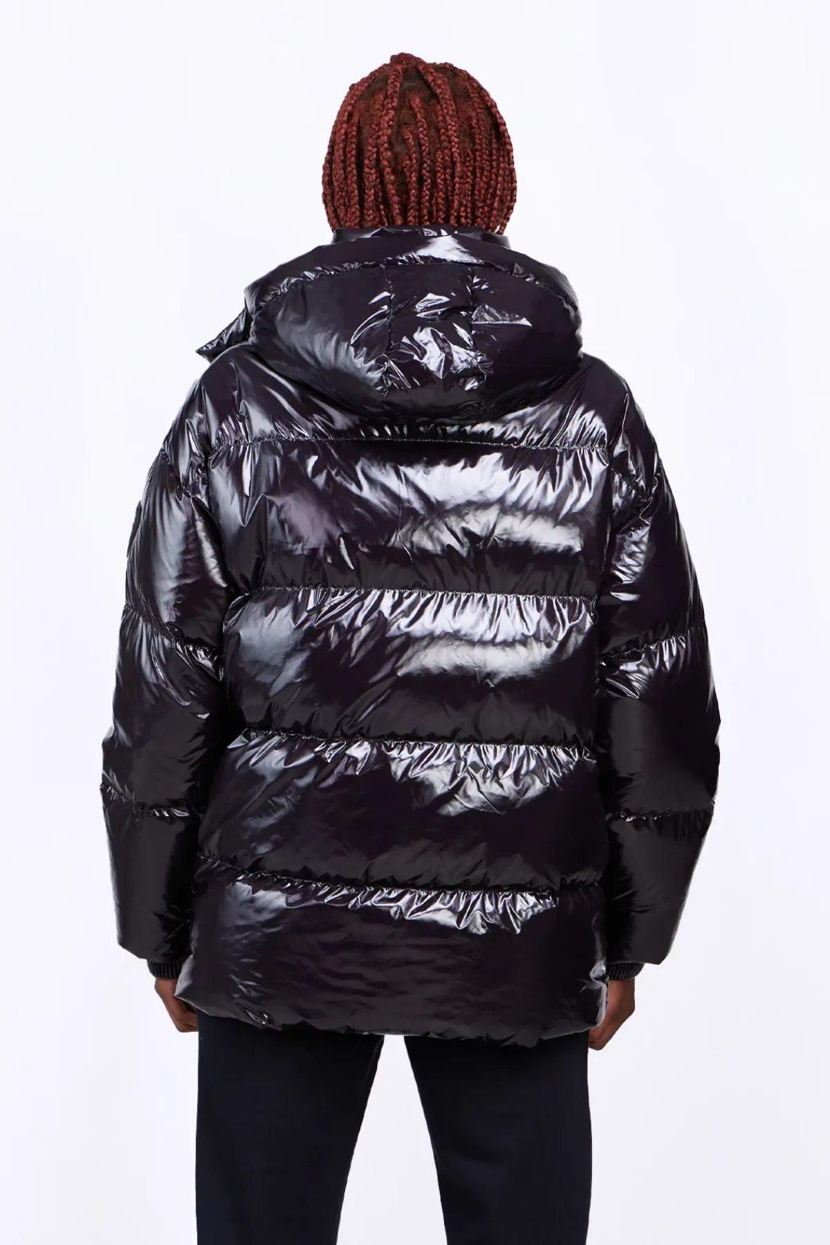Doudounes Longues*Gertrude Doudoune Oversize Ceinturable En Nylon Brillant Manie Bright Black