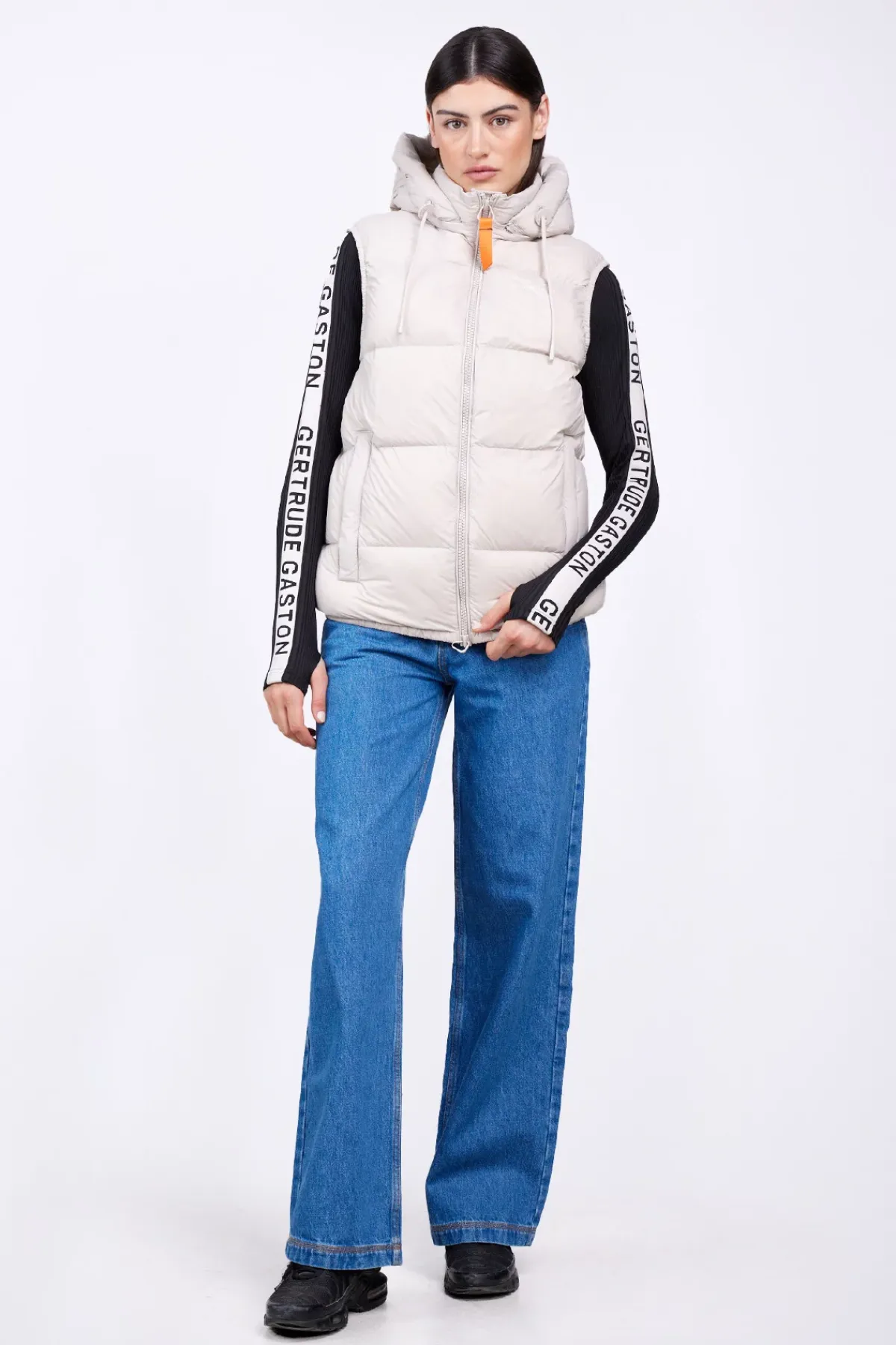 Doudounes Courtes*Gertrude Doudoune Sans Manche En Nylon Cesar Mat Ciment