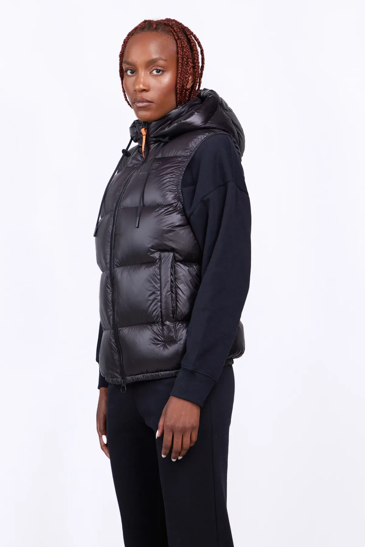 Doudounes Courtes*Gertrude Doudoune Sans Manches En Nylon Brillant Cesar Black