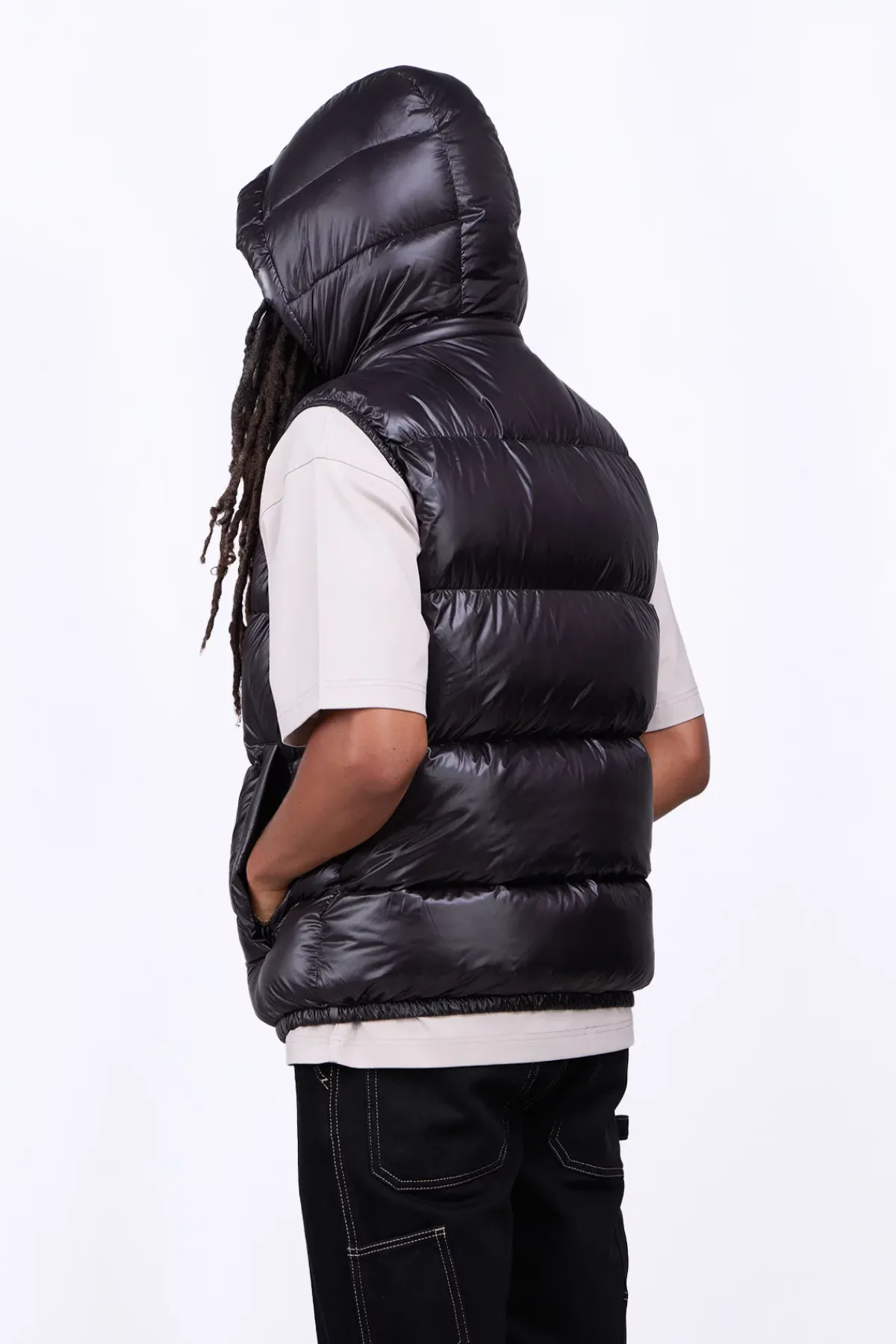 Doudounes Courtes*Gertrude Doudoune Sans Manches En Nylon Brillant Cesar Black
