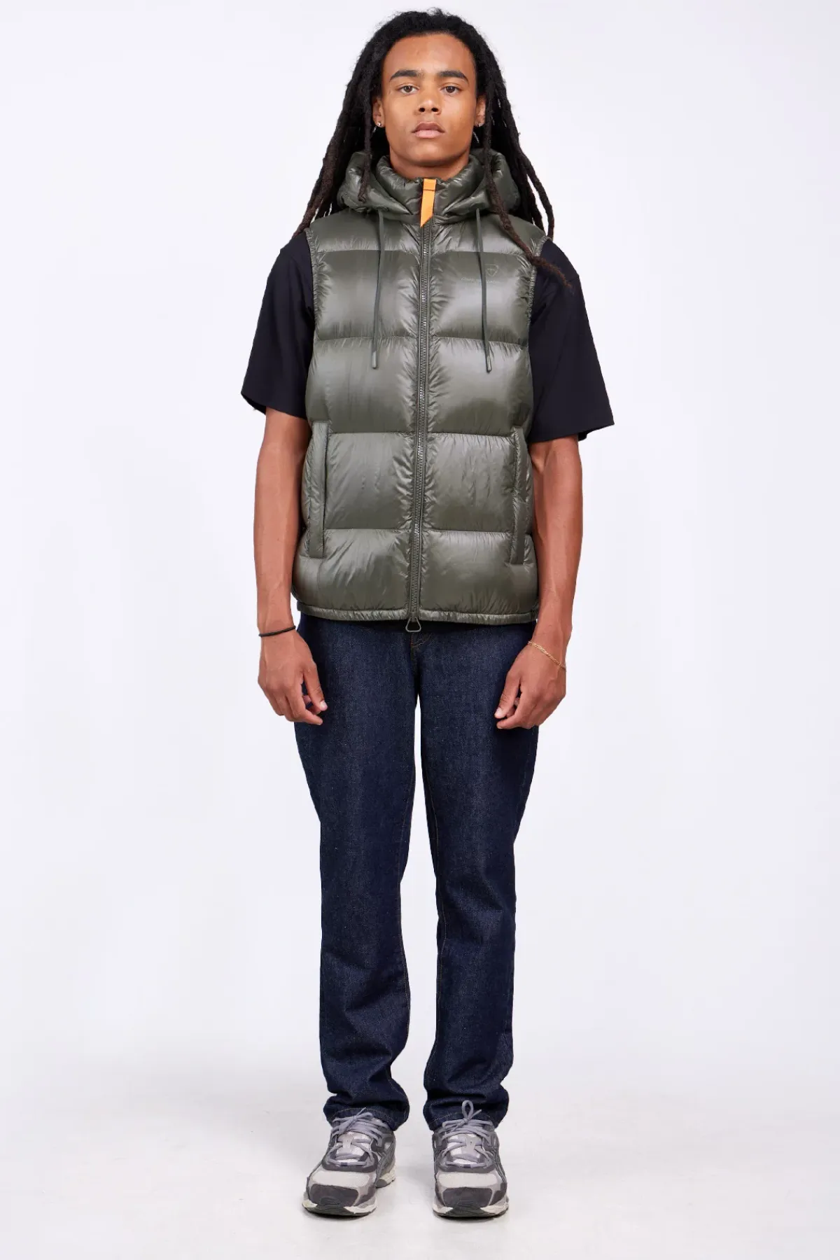 Doudounes Courtes*Gertrude Doudoune Sans Manches En Nylon Brillant Cesar Kaki