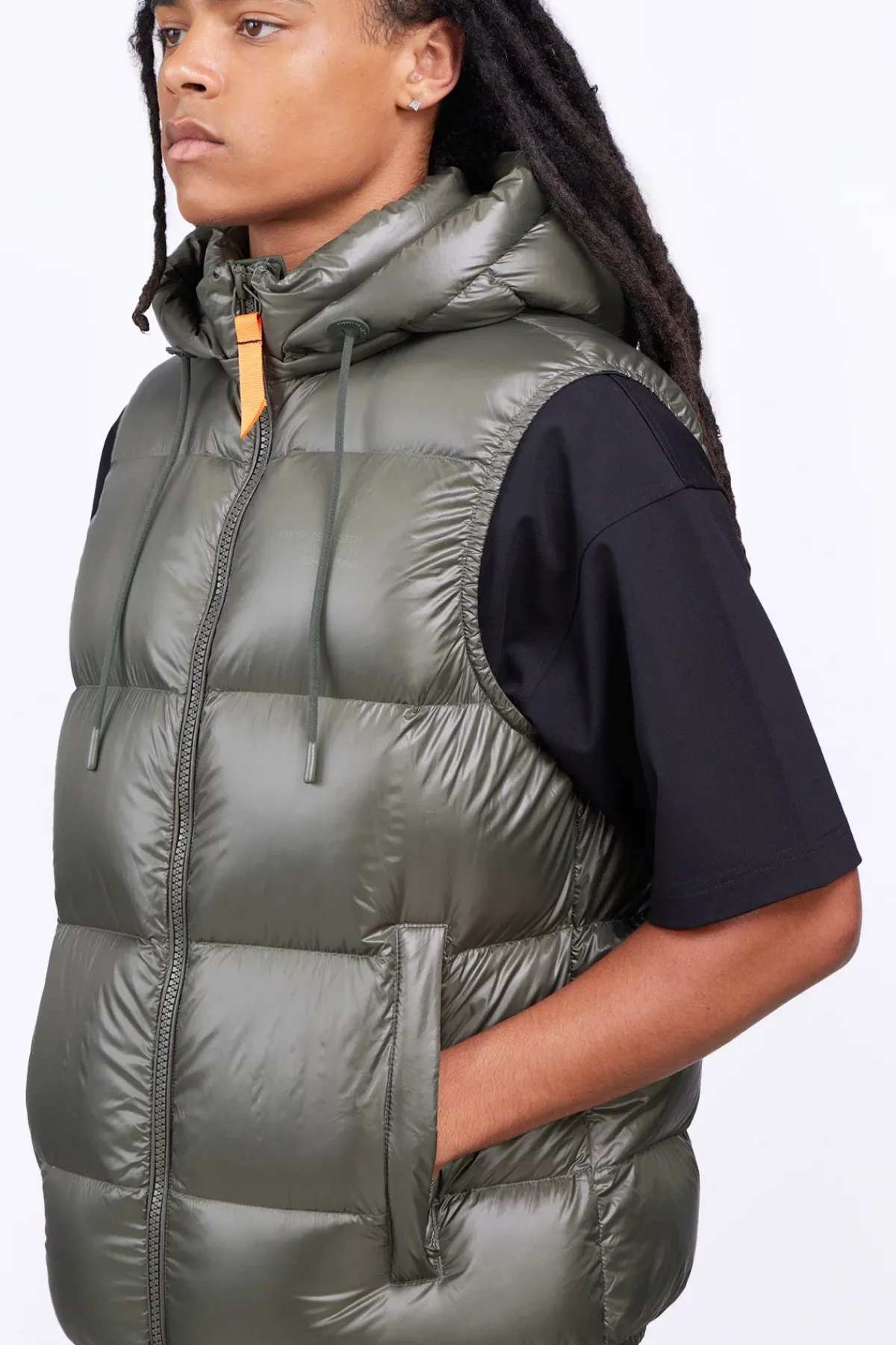 Doudounes Courtes*Gertrude Doudoune Sans Manches En Nylon Brillant Cesar Kaki