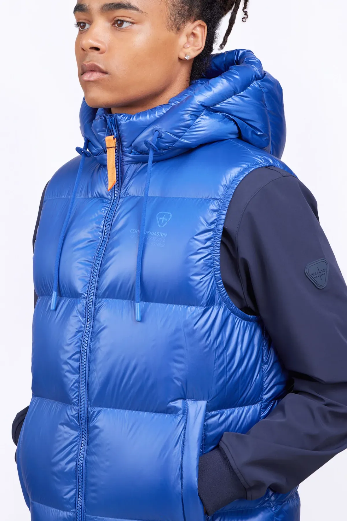 Doudounes Courtes*Gertrude Doudoune Sans Manches En Nylon Brillant Cesar Worker Blue