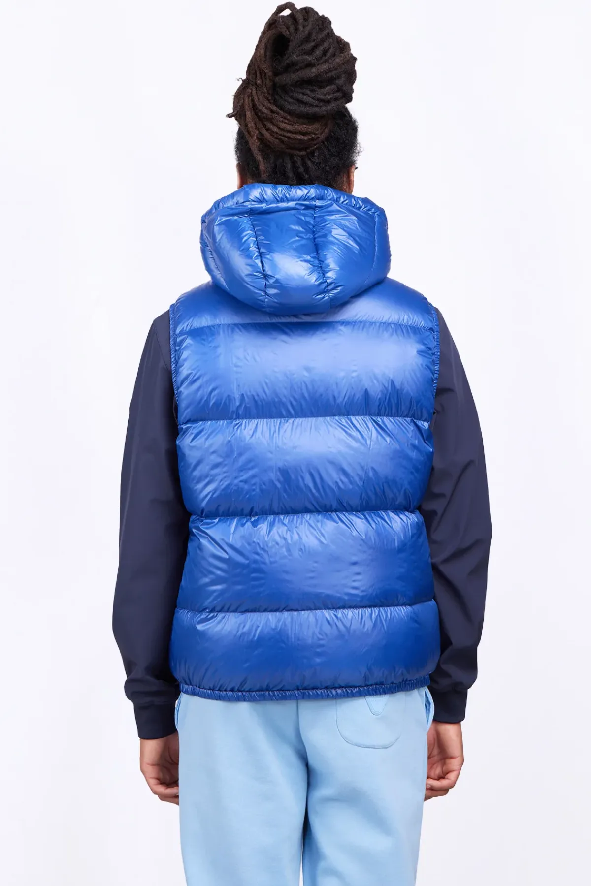 Doudounes Courtes*Gertrude Doudoune Sans Manches En Nylon Brillant Cesar Worker Blue
