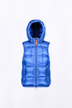 Doudounes Courtes*Gertrude Doudoune Sans Manches En Nylon Brillant Cesar Worker Blue