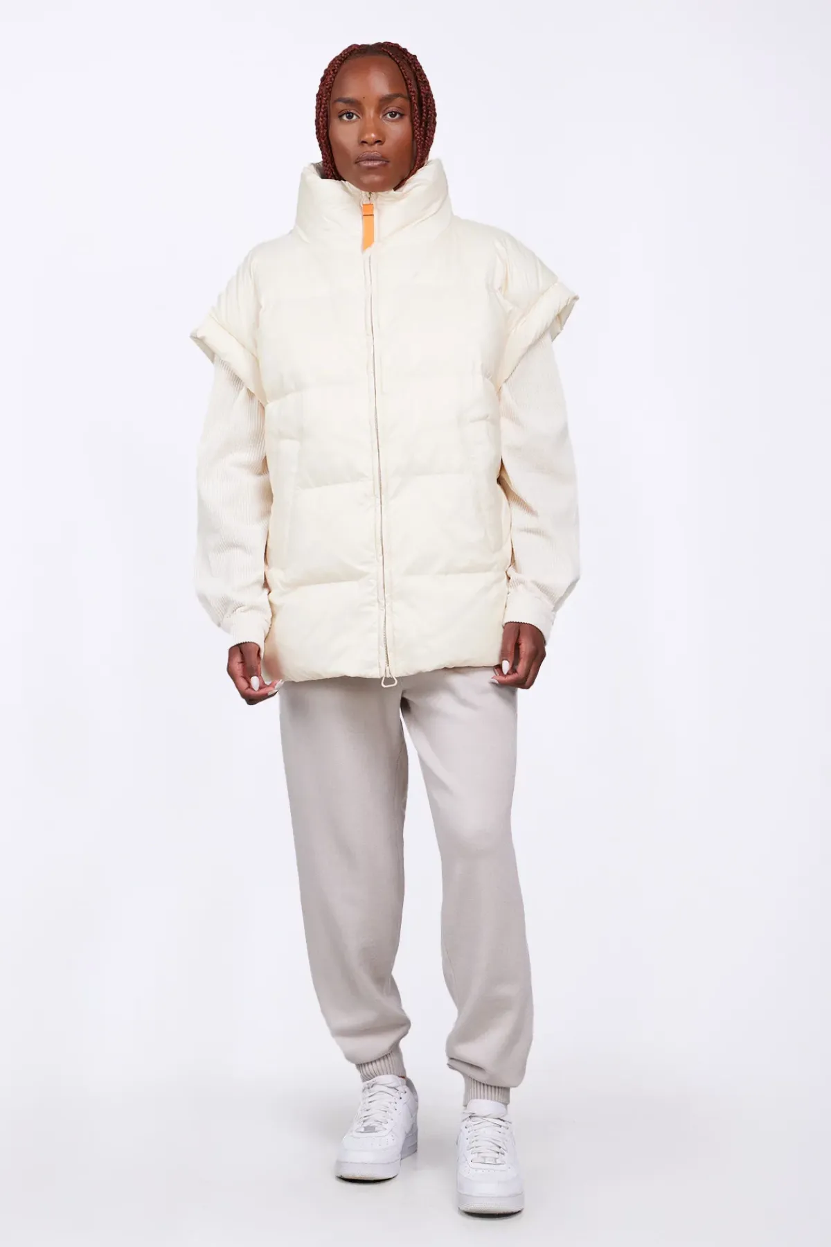 Doudounes Longues*Gertrude Doudoune Sans Manches Oversize En Nylon Ripstop Gaia Ecru