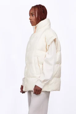 Doudounes Longues*Gertrude Doudoune Sans Manches Oversize En Nylon Ripstop Gaia Ecru