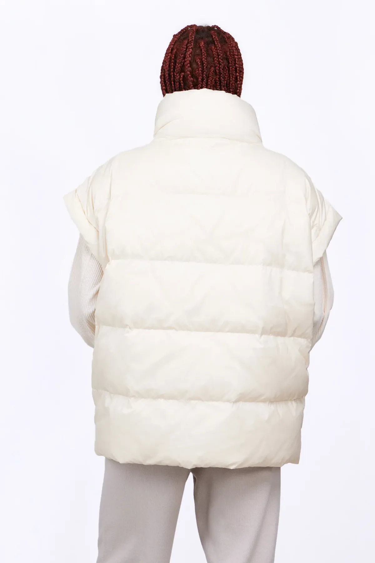 Doudounes Longues*Gertrude Doudoune Sans Manches Oversize En Nylon Ripstop Gaia Ecru