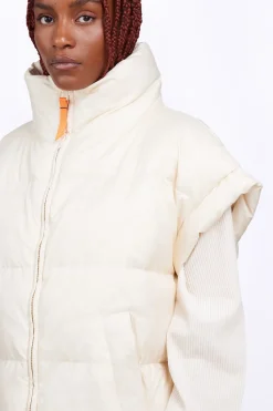 Doudounes Longues*Gertrude Doudoune Sans Manches Oversize En Nylon Ripstop Gaia Ecru