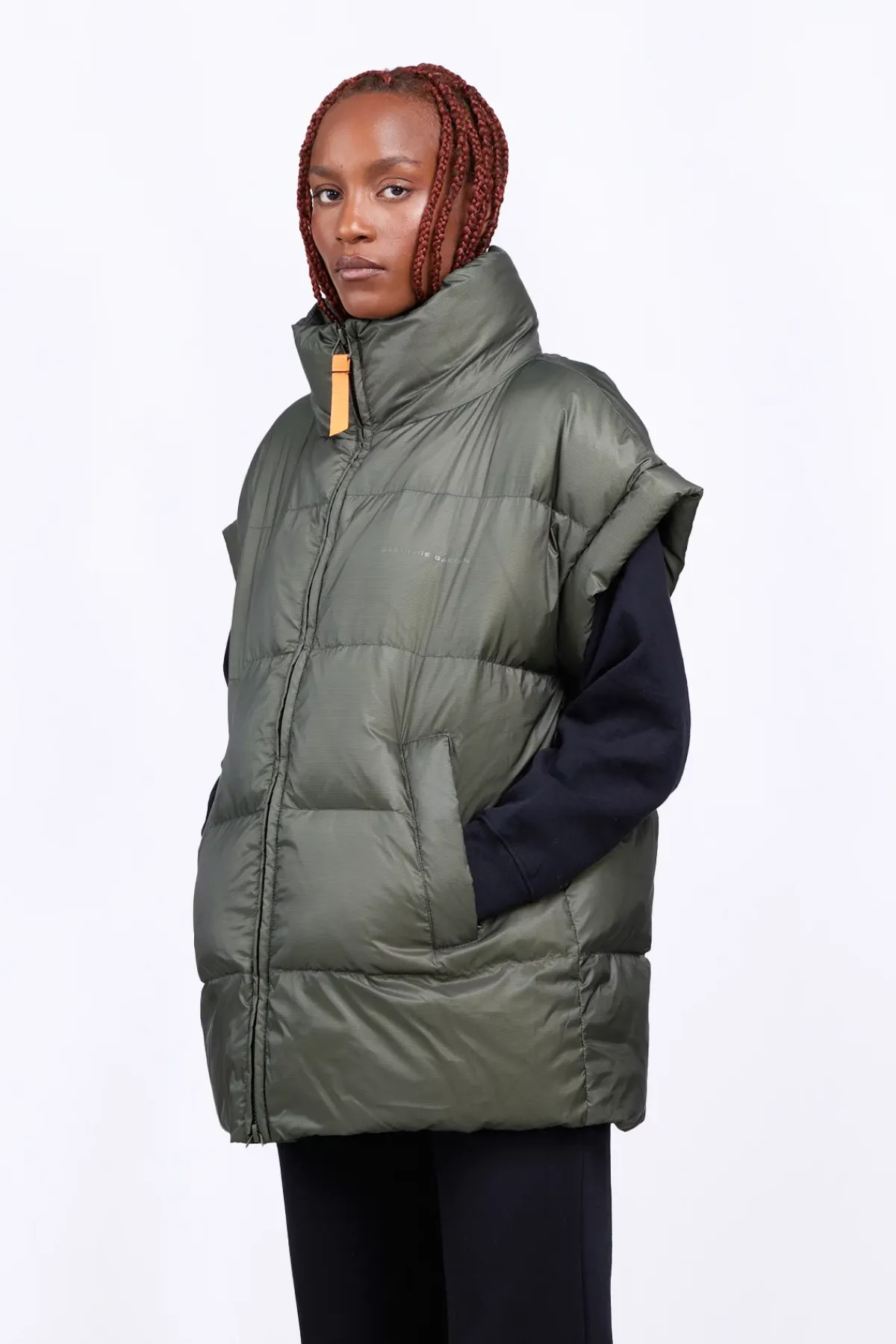 Doudounes Longues*Gertrude Doudoune Sans Manches Oversize En Nylon Ripstop Gaia Kaki