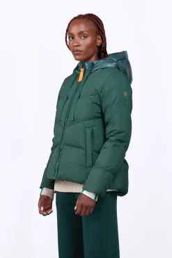 Doudounes Courtes*Gertrude Doudoune Texturee Coupe Trapeze Leslie Dark Green