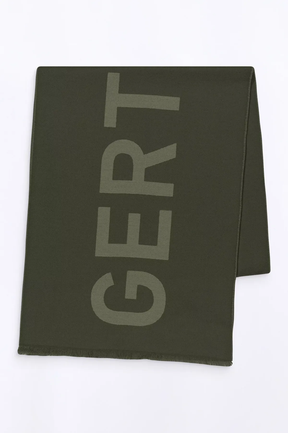 Echarpes & Gants*Gertrude Echarpe Unisexe En Maille Jacquard Bicolore Mathilde Kaki