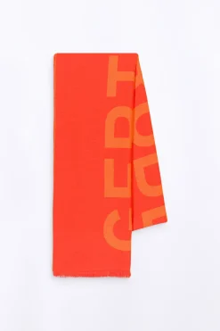 Echarpes & Gants*Gertrude Echarpe Unisexe En Maille Jacquard Bicolore Mathilde Orange