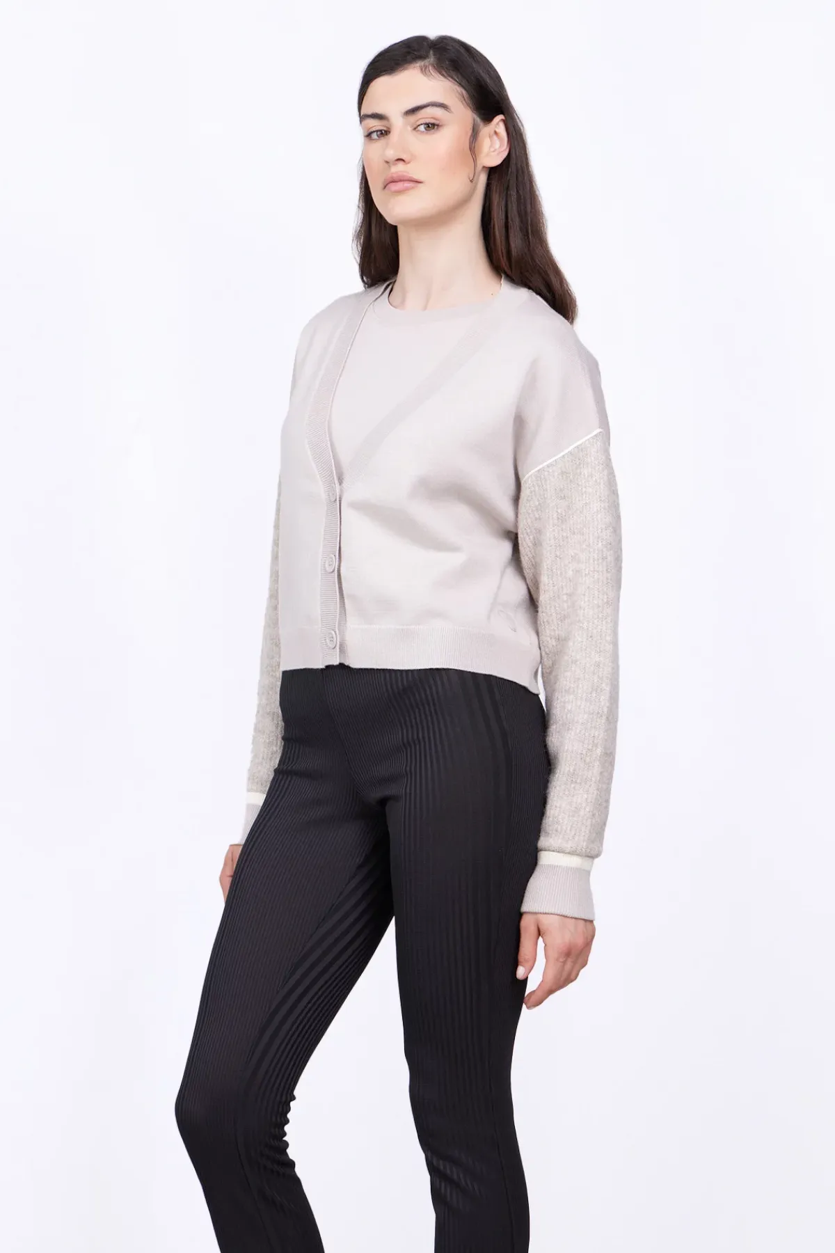 Pulls & Cardigans*Gertrude Gilet Ample Bi-Matiere Ultradoux Allison Ciment