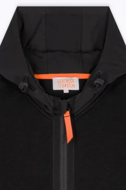 Gilets*Gertrude Gilet Bi-Matiere A Capuche Ken Black