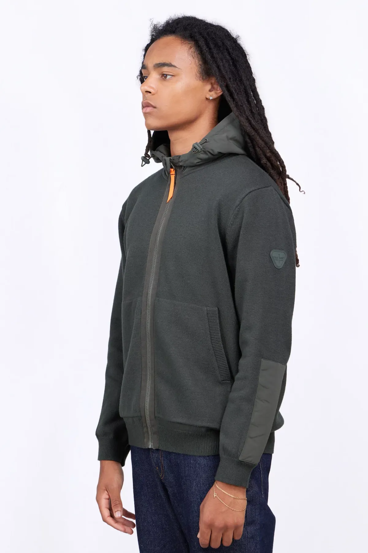 Gilets*Gertrude Gilet Bi-Matiere A Capuche Ken Kaki