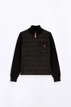 Gilets*Gertrude Gilet Bi-Matiere Col Cheminee Laurenzo Black