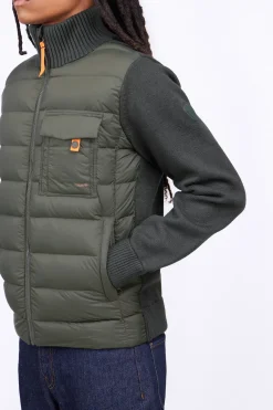 Gilets*Gertrude Gilet Bi-Matiere Col Cheminee Laurenzo Kaki