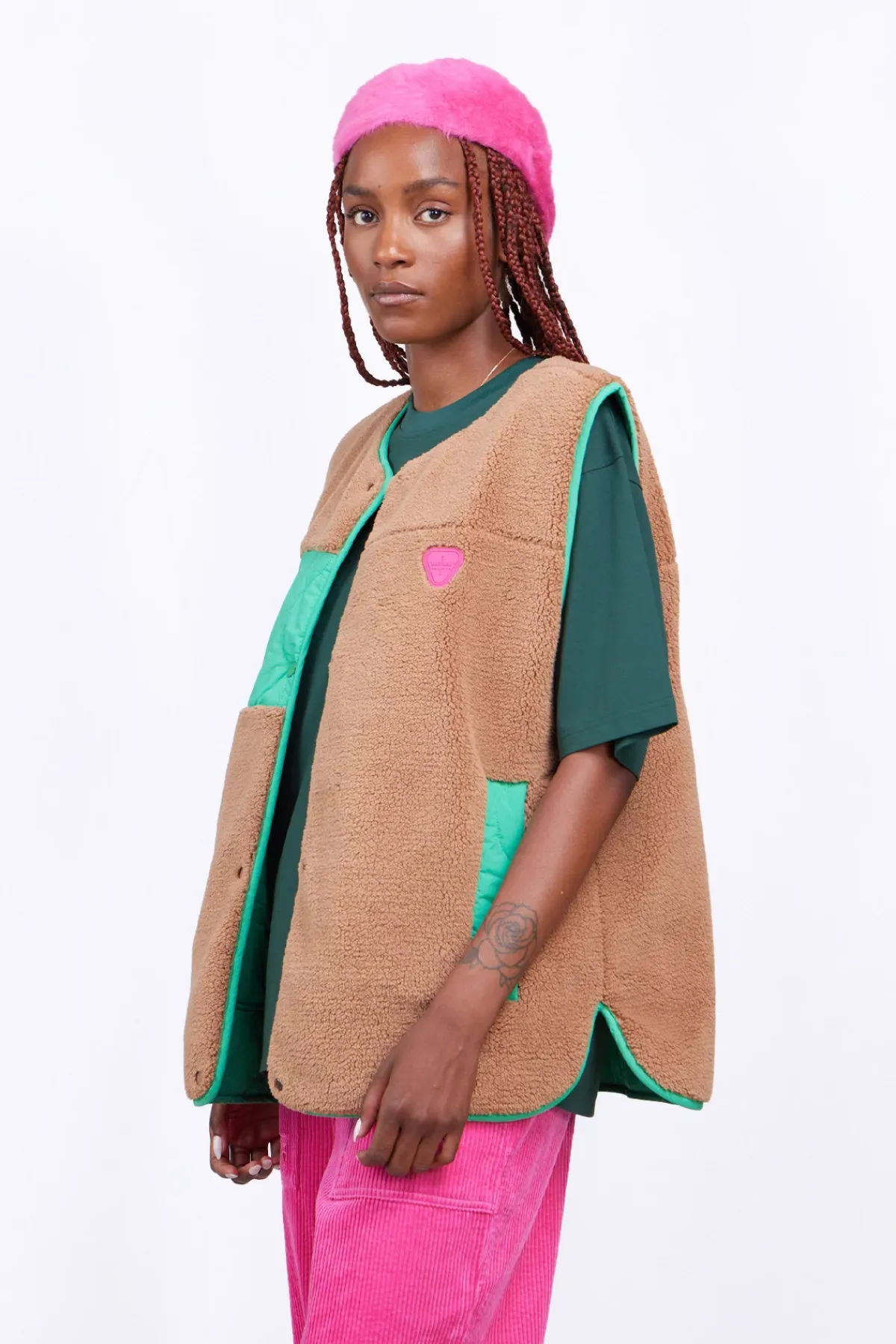 Vestes & Surchemises*Gertrude Gilet Sans Manches Reversible Desiree Absinthe
