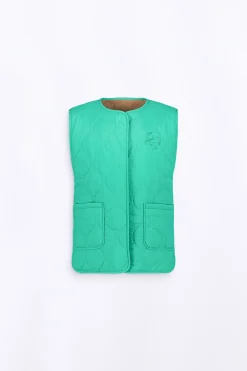 Vestes & Surchemises*Gertrude Gilet Sans Manches Reversible Desiree Absinthe