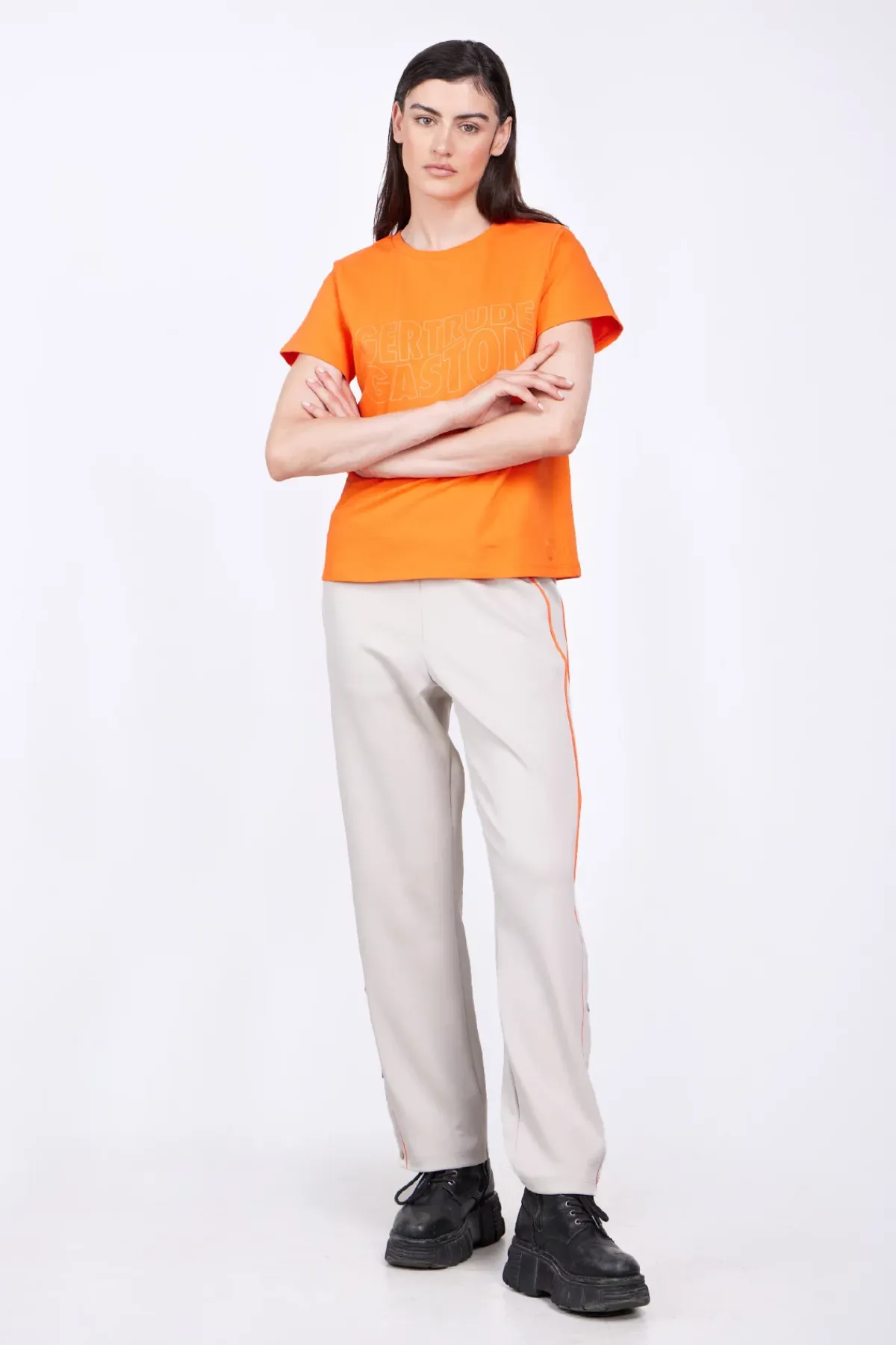 Pantalons*Gertrude Pantalon De Jogging Bandes Contrastees Maxence Ciment