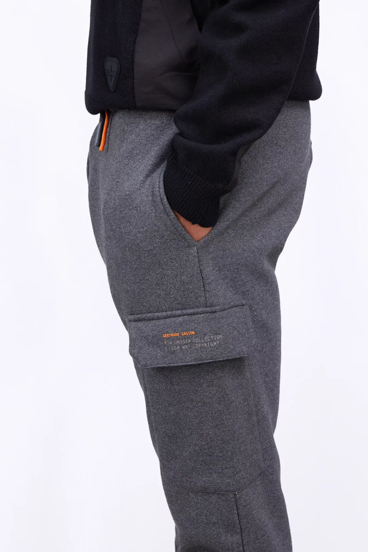 Pantalons*Gertrude Pantalon De Jogging Homme Poches Cargo Mario Charcoal Chine