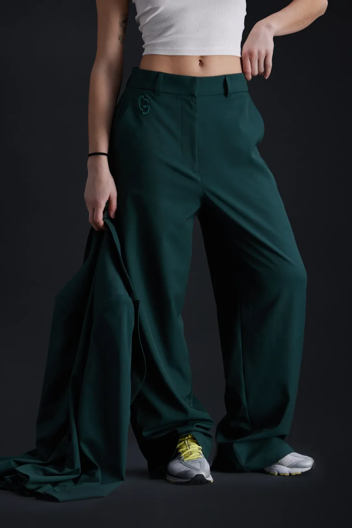 Pantalons*Gertrude Pantalon De Tailleur Ample Ariane Dark Green