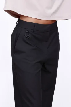 Pantalons*Gertrude Pantalon De Tailleur Stretch Coupe Droite Fleur Black