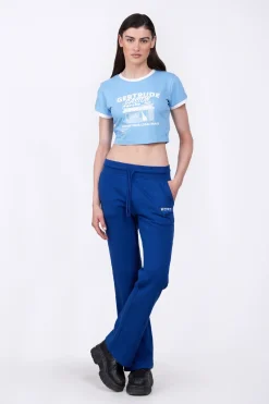 Pantalons*Gertrude Pantalon Jogging Flare Taille Haute Nanou Worker Blue