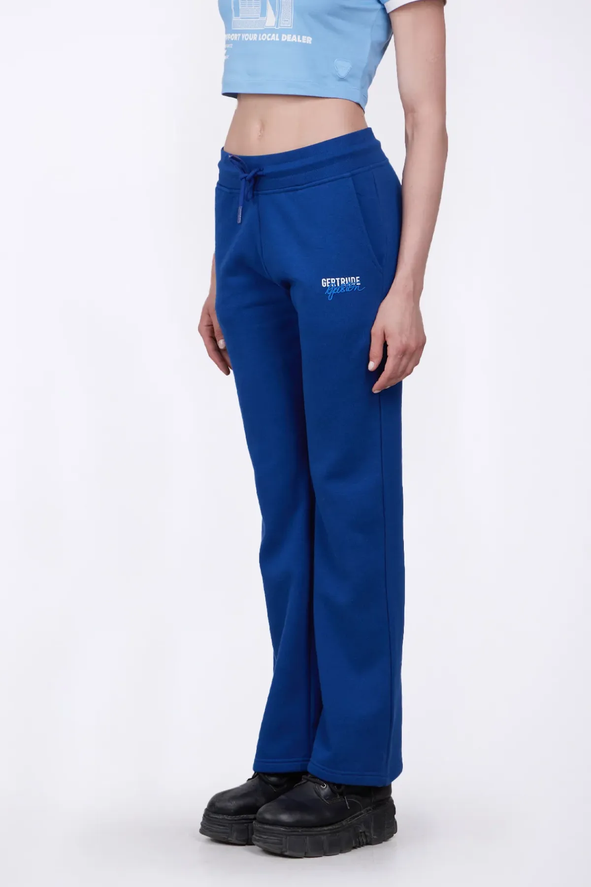 Pantalons*Gertrude Pantalon Jogging Flare Taille Haute Nanou Worker Blue