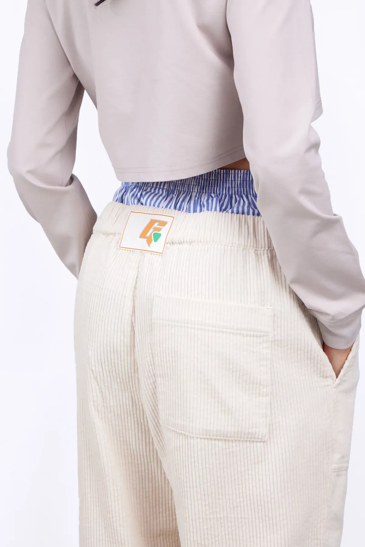 Pantalons*Gertrude Pantalon Unisexe Facon Velours Cotele Axel Ecru