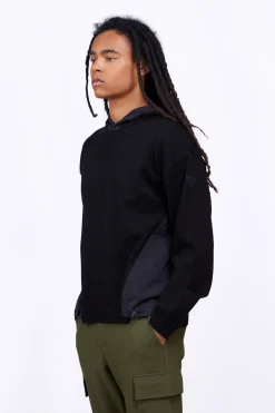 Pulls & Polos*Gertrude Pull A Capuche Bi-Matiere Nylon-Maille Yohan Black
