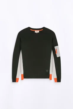 Pulls & Polos*Gertrude Pull Bombardier Bi-Matiere Aldo Kaki