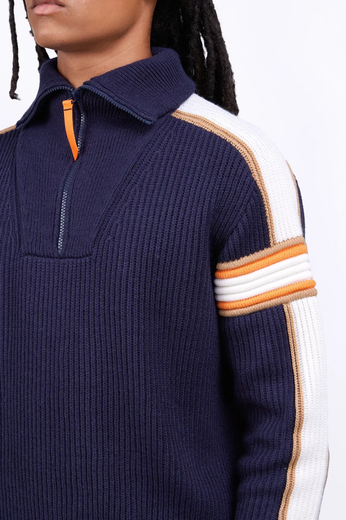 Pulls & Polos*Gertrude Pull Camionneur En Maille Perlee Bandes Contrastees Halfy Night