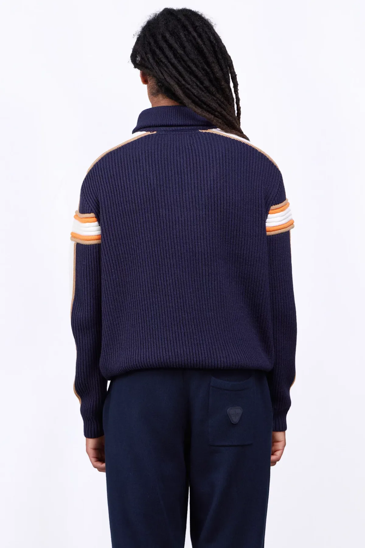 Pulls & Polos*Gertrude Pull Camionneur En Maille Perlee Bandes Contrastees Halfy Night