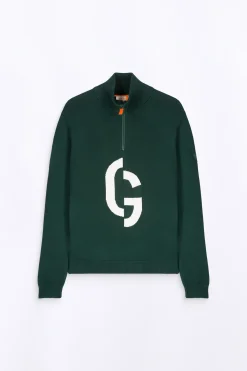 Pulls & Cardigans*Gertrude Pull Col Montant Zippe Lewis Dark Green