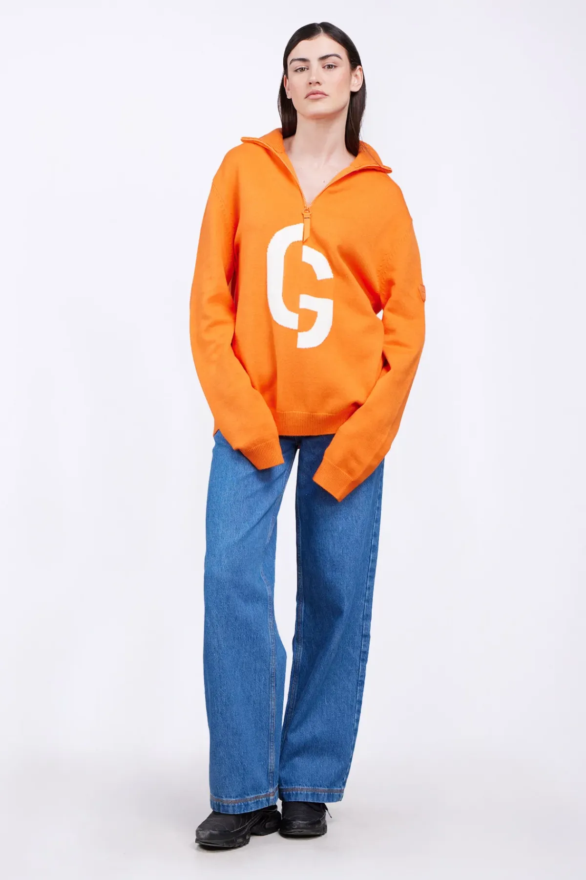 Pulls & Cardigans*Gertrude Pull Col Montant Zippe Lewis Orange