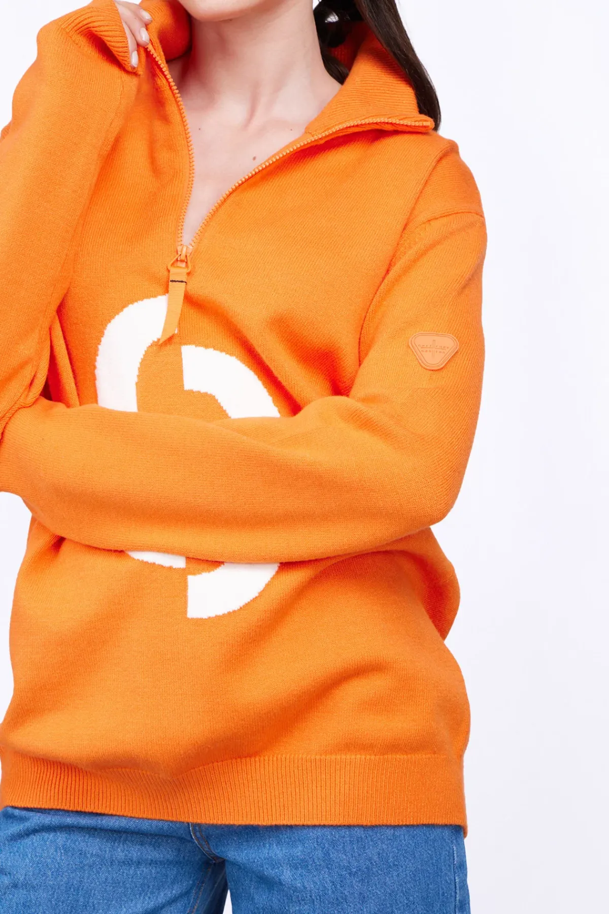 Pulls & Cardigans*Gertrude Pull Col Montant Zippe Lewis Orange
