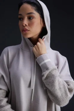 Pulls & Cardigans*Gertrude Pull En Maille A Capuche Bi-Matiere Antonia Ciment