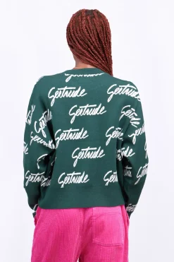 Pulls & Cardigans*Gertrude Pull En Maille Avec Motif Calligraphie Amalia Dark Green
