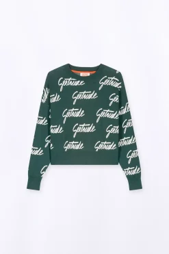 Pulls & Cardigans*Gertrude Pull En Maille Avec Motif Calligraphie Amalia Dark Green