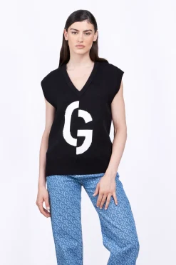 Pulls & Cardigans*Gertrude Pull En Maille Col V Sans Manches Alba Black