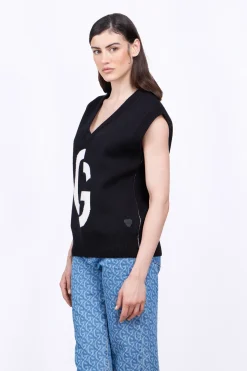 Pulls & Cardigans*Gertrude Pull En Maille Col V Sans Manches Alba Black