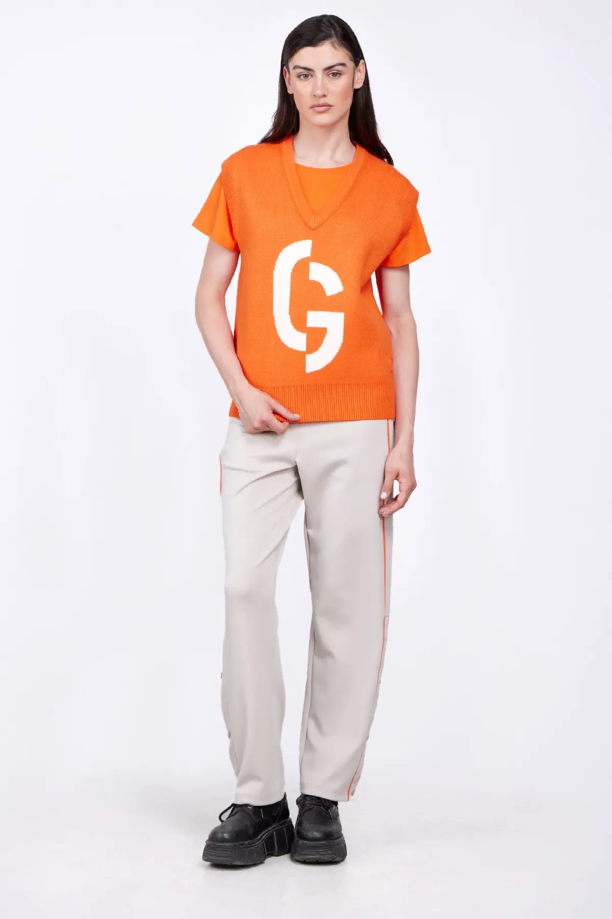 Pulls & Cardigans*Gertrude Pull En Maille Col V Sans Manches Alba Orange